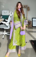 💚 Embroiza Parrot Green Lawn: Just 3150 ✨ for a chiffon dupatta and elegant embroidered look - Image 3